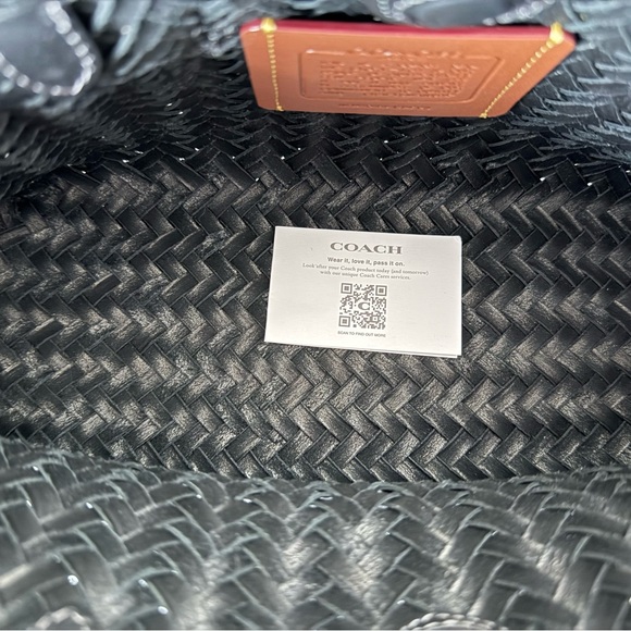 Coach Black Woven Leather Swing Tote - Picture 8 of 13
